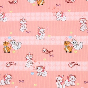 Marie Cat Fabric Aristocats Pink White-Furred Kitten Fabric Cartoon Fabric Cotton Fabric By The 45cm