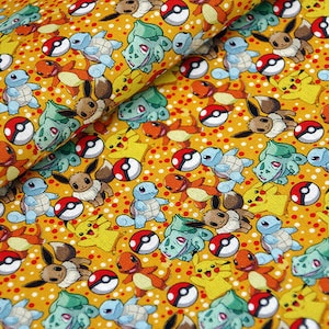 Pokemon Pikachu Taschenstoff Monsterstoff Comicstoff Baumwolle Stoff Meterware