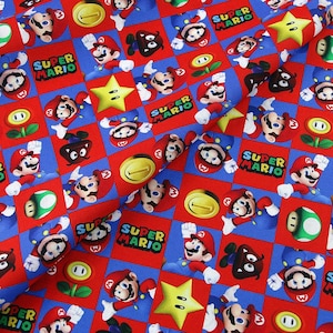 Super Mario und Freunde-Stoff Mario Luigi-Stoff Cartoon Mario Stoff Baumwoll-Stoff Durch Die 45 CM