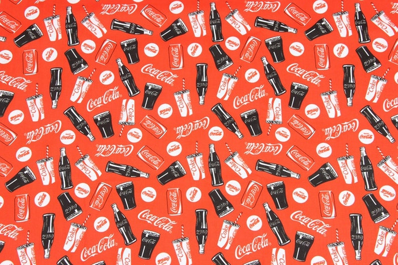 Coke Patterns Coca-cola Fabric Red Cola Logo Glass Bottles Fabric Cartoon Fabric ...