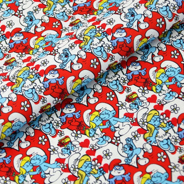 The smurfs Fabric Cartoon Fabric Cotton Fabric By The Half Meter