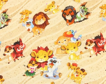 Tela del Rey León Tela del León Simba Mufasa Tela de dibujos animados Tela de algodón por media yarda