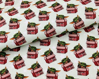 Star Wars Fabric The Mandalorian Grogu Cartoon Cotton (By The Half Yard)