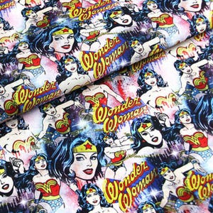 Tissu Wonder Woman Tissu super-héros Tissu dessin animé Tissu en coton par demi-mètre
