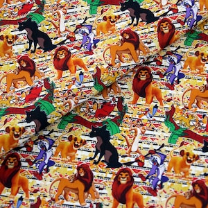 Lion King Fabric Lion Simba Mufasa Fabric Cartoon Fabric Cotton Fabric By The Half Yard