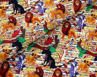 Tela del Rey León Tela del León Simba Mufasa Tela de dibujos animados Tela de algodón por media yarda