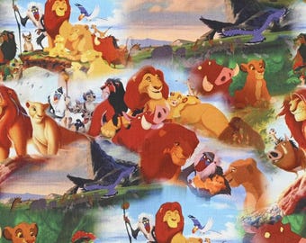 Tela del Rey León Tela del León Simba Mufasa Tela de dibujos animados Tela de algodón por media yarda
