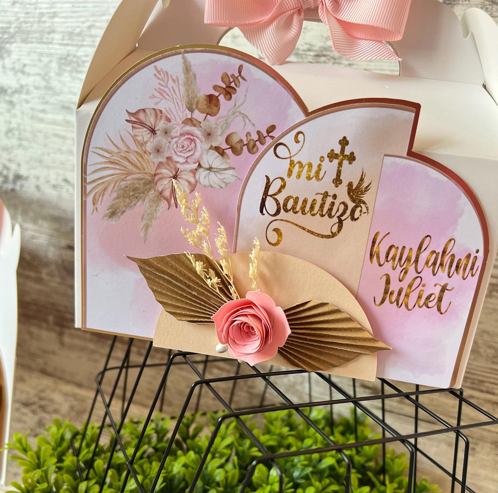 Baptism Boho Gable Box, Boho Party Decorations, Boho Floral Favor Boxes ...