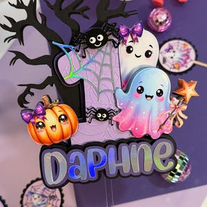 Adorno de fantasma para el primer cumpleaños, temática de fiesta espeluznante y tierna, cumpleaños de Halloween en tonos pastel