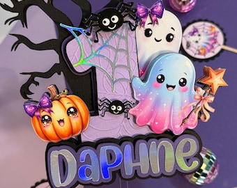 Ghost First Birthday Topper, Spooky Cute Party Theme, Pastel Halloween Birthday