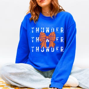 OKC Thunder Sweatshirt Basketball Bow, Oklahoma City Thunder Adult Apparel