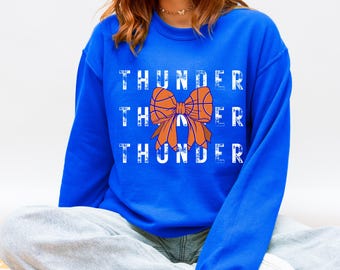 OKC Thunder Sweatshirt Basketball Bow, Oklahoma City Thunder Adult Apparel