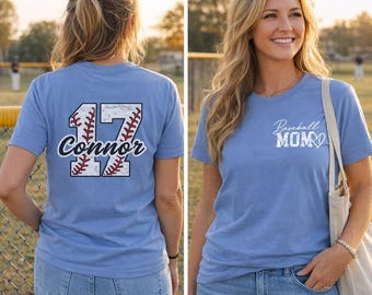 Personalized Baseball Mom Shirt | Custom Player Name Number Game Day Tee