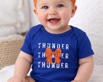 OKC Thunder Baby Onesie | Basketball Bow Bodysuit, Game Day Outfit