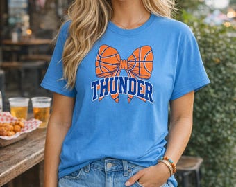 Oklahoma City Thunder Basketball Bow Tee – Game Day Fan Apparel OKC Thunder shirt