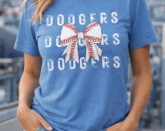 Los Angeles Dodgers Baseball Bow T-Shirt | Vintage Stitch Graphic