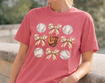 Vintage Baseball Bow Graphic Tee, Game Day Shirt, Baseball Mom Apparel