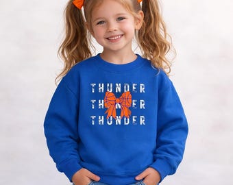 YOUTH Thunder UP Basketball Bow Crewneck Sweatshirt | Oklahoma City Thunder