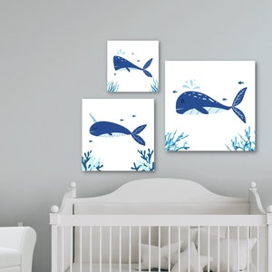 Blue shark nursery Art - Under the sea blue sharks - Nursery Art - Baby Gift - Baby Room Decor - Children&#39;s wall art - Kid&#39;s bedroom decor