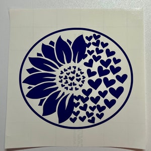 Sunflower heart decal, car decal, window decal, sunflower, heart, girl decal, gift