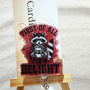 Raccoon badge reel, MRI Safe Badge Reel, Heavy duty badge reel, Work ID, Cute id, magnet