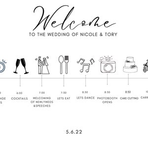 Wedding Day Timeline Template Modern Wedding Reception Itinerary Template, Printable Wedding Timeline Sign, Simple Wedding Timeline Sign
