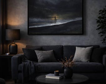 Original| Light Away – Original Oil & Acrylic Painting, Textured Seascape Art, Symbolic Figurative Artwork