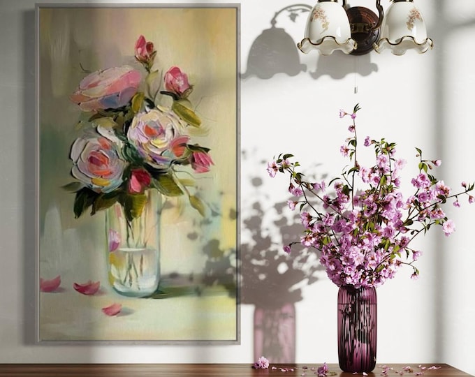 Featured listing image: REPRODUCTION "Morning with Peonies" handmade original painting