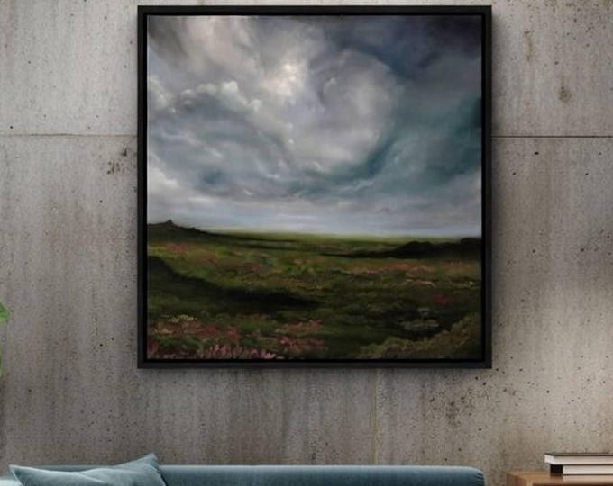 Original Oil Painting: Flower Meadow Dreamscape, Modern Expressive Realism Artwork