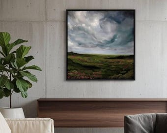 Flower Meadow Painting: Dreamscape Landscape Art, 23.6 x 23.6 inches