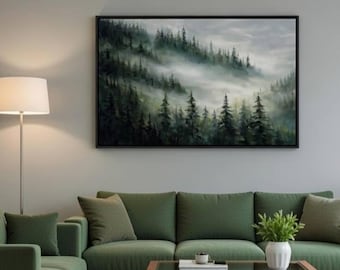 Misty Forest Oil Painting | Hand-Painted Atmospheric Landscape Wall Art (70×90 cm)