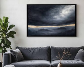 Original| Before the Storm – Original Moody Landscape Painting, Dark Sky Wall Art, Atmospheric Nature Artwork