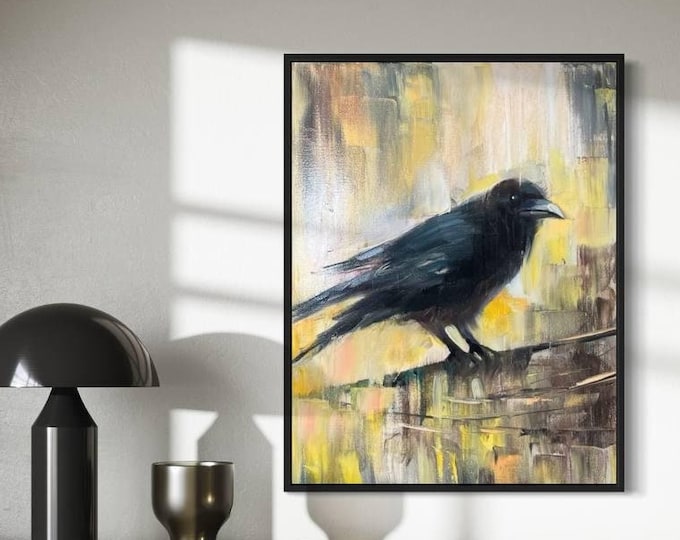 Featured listing image: REPRODUCTION «Black Raven»  Original oil painting 50x40x2cm