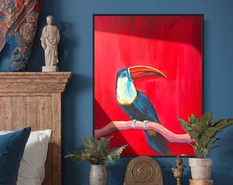 REPRODUCTION| oil painting: Red Toucan. 70x90 cm