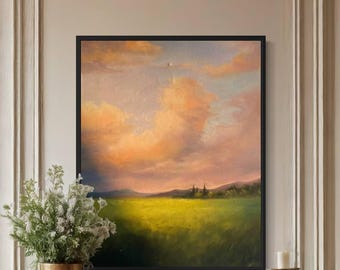 REPRODUCTION "Golden Meadow at Sunset" original oil painting