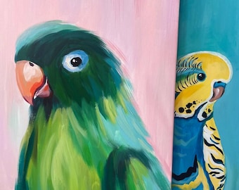 REPRODUCTION| oil painting: Green Parrot . 70x90 cm
