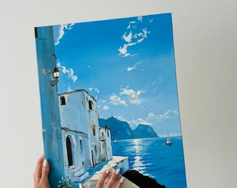 REPRODUCTION Morning on Amalfi Size: 40×50 cm Canvas, Oil Handmade landscape
