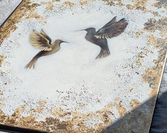 REPRODUCTION Textured Acrylic with Gold Leaf - 'Reunion'