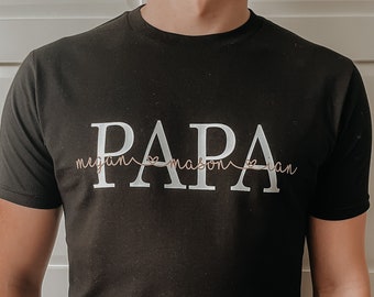 PAPA | DAD | VATER | T-Shirt | mit Namen | Personalisiert | Vatertag | Geschenk | mit Kindernamen | Handmade