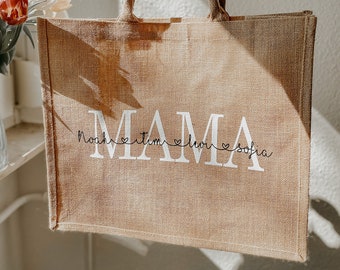 PERSONALISIERTE | JUTETASCHE | MAMA | Muttertag | Vatertag | Namen | Initialen | Shopper | Einkaufstasche