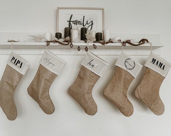 STRUMPF | STIEFEL | SOCKE | Weihnachten | Nikolaus | Personalisiert | Name & Motive | Jute | Handmade