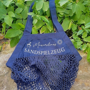 JOUETS DE SABLE | PERSONNALISÉ | SAC | Poche en filet | Enfants | Changement de vêtements | Vêtements | Sac de plage | Sac de plage | Mer | Vacances