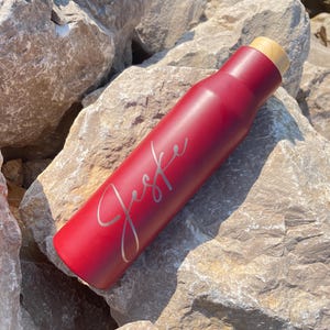 PERSONALIZED | INSULATED BOTTLE | BAMBOO CAP | Double-walled | Sustainable | Drinking bottle | 500ml | Drinks | Labeled