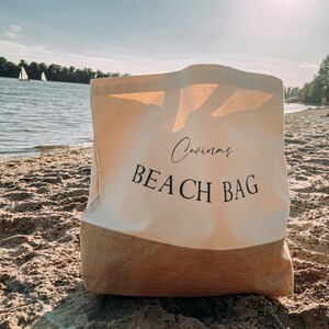 BEACH BAG STRANDTASCHE Personalisiert mit Namen/Text xl Canvas-Shopper Handmade Bild 3