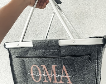 OMA | OMI | MUTTER | Personalisierter Einkaufskorb mit  Wunschperson | Initialen | Geschenk | Handmade | Nachhaltig
