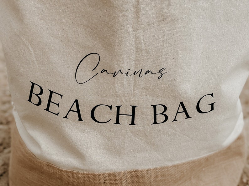 BEACH BAG STRANDTASCHE Personalisiert mit Namen/Text xl Canvas-Shopper Handmade Bild 4