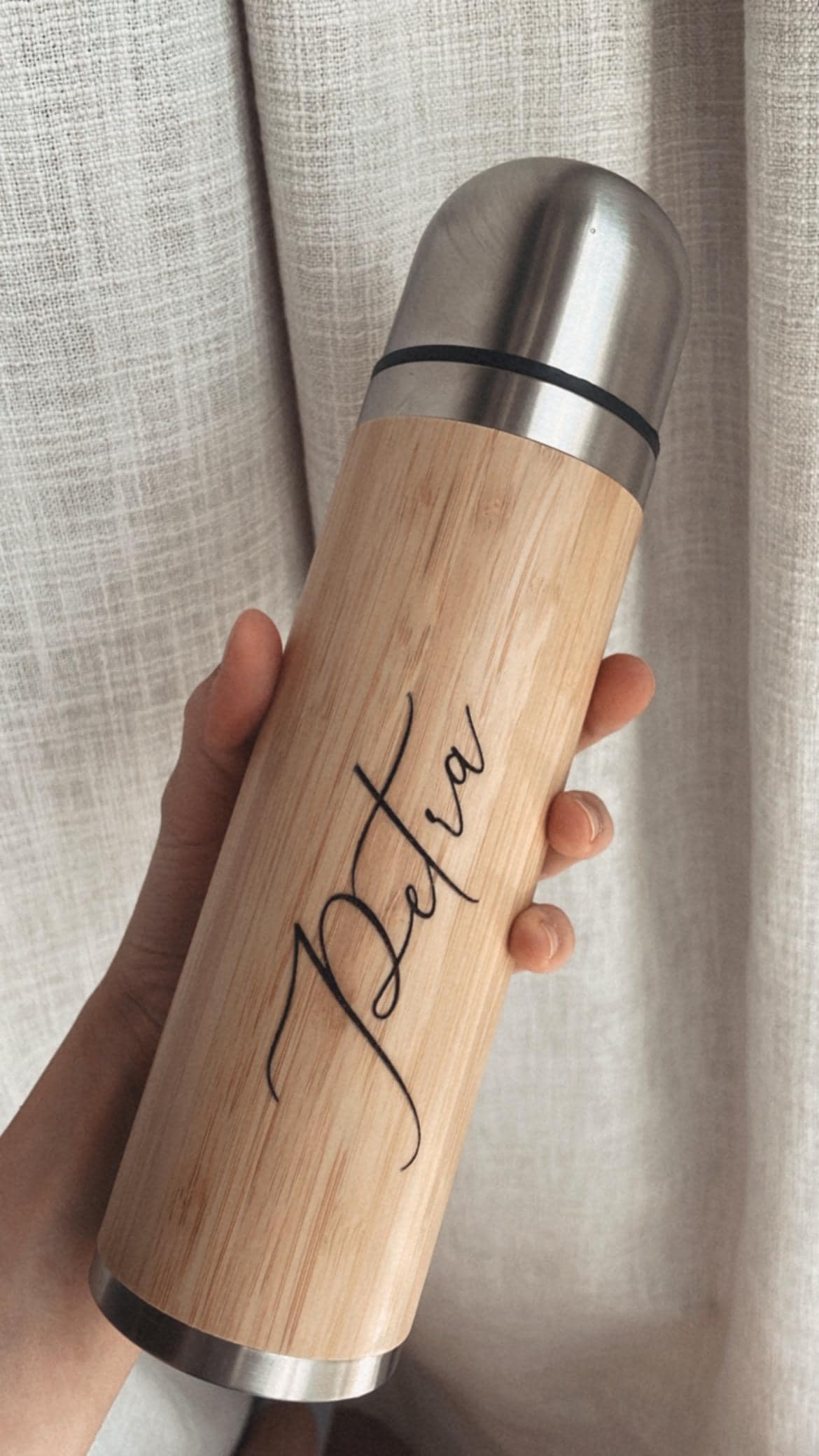 PERSONALIZADO | BOTELLA TERMO | TERMOS | taza | Bambú | Sostenible | Botella para beber | 500ml | Bebidas | Etiquetado