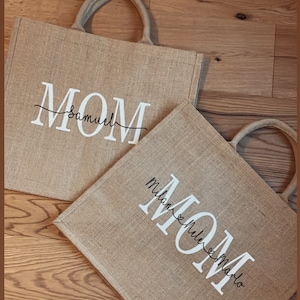 PERSONALIZED | JUTE BAG | MOM | Mother&#39;s Day | Father&#39;s Day | Names | Initials | Shopper | Shopping Bag