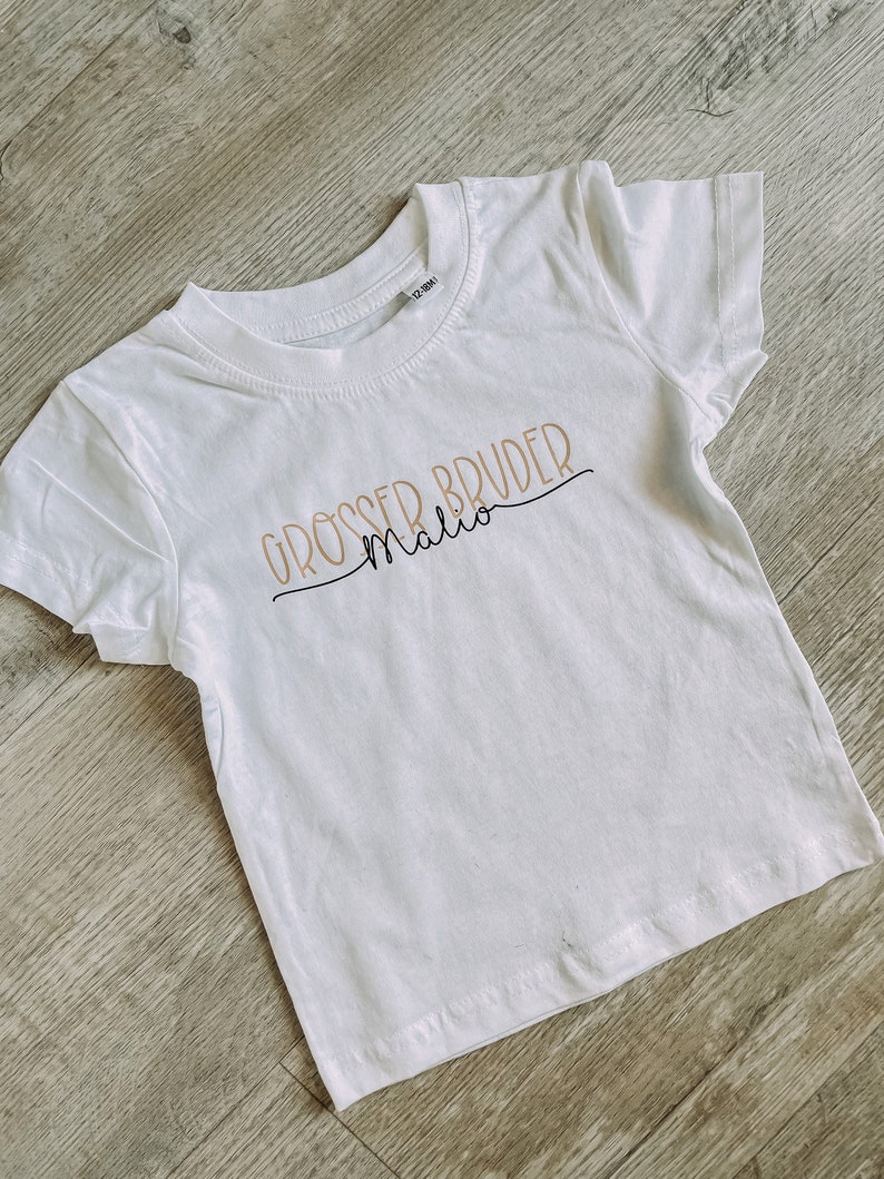 KINDER T-SHIRT Großer Bruder / Schwester Junge Mädchen Ankündigung Schwanger Personalisiert Handmade Bio Baumwolle Unisex Bild 5