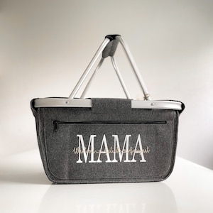 MAMA | MOM | OMA Personalisierter Einkaufskorb mit  Wunschperson | Initialen | Geschenk | Handmade | Filz